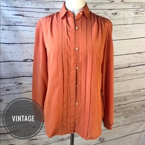 Vintage 80’s J.G. Hook Pleated Tuxedo Blouse